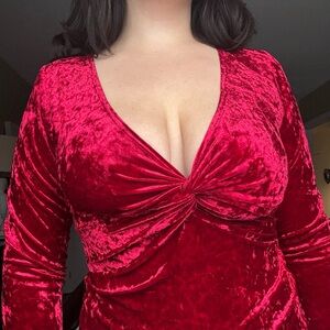 Red Velvet Long Sleeve Top